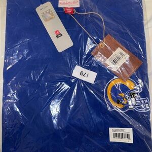 Mitchell & Ness Blue LA RAMS Tee shirt with team Logo on the pocket